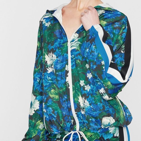 NWT PAM & GELA 90s Floral Stripe Zip Jacket Windbreaker - Picture 6 of 6